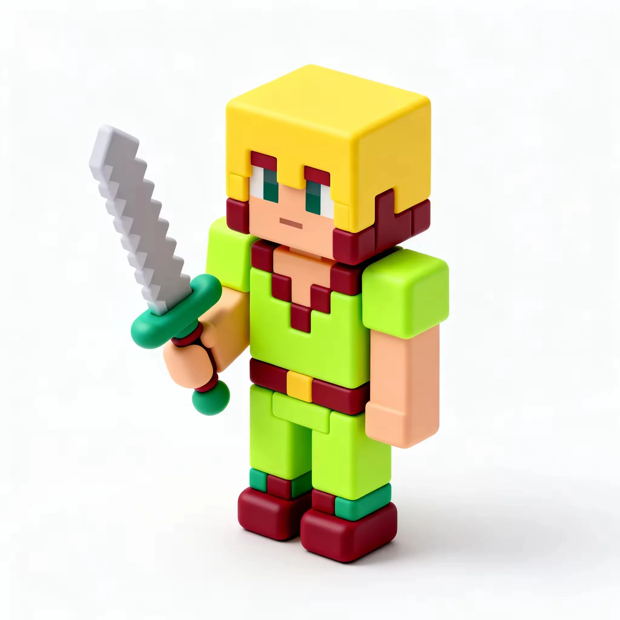 Block warrior PVC rubber figurine developed for desktop ornament, promo gift, and collector display programs