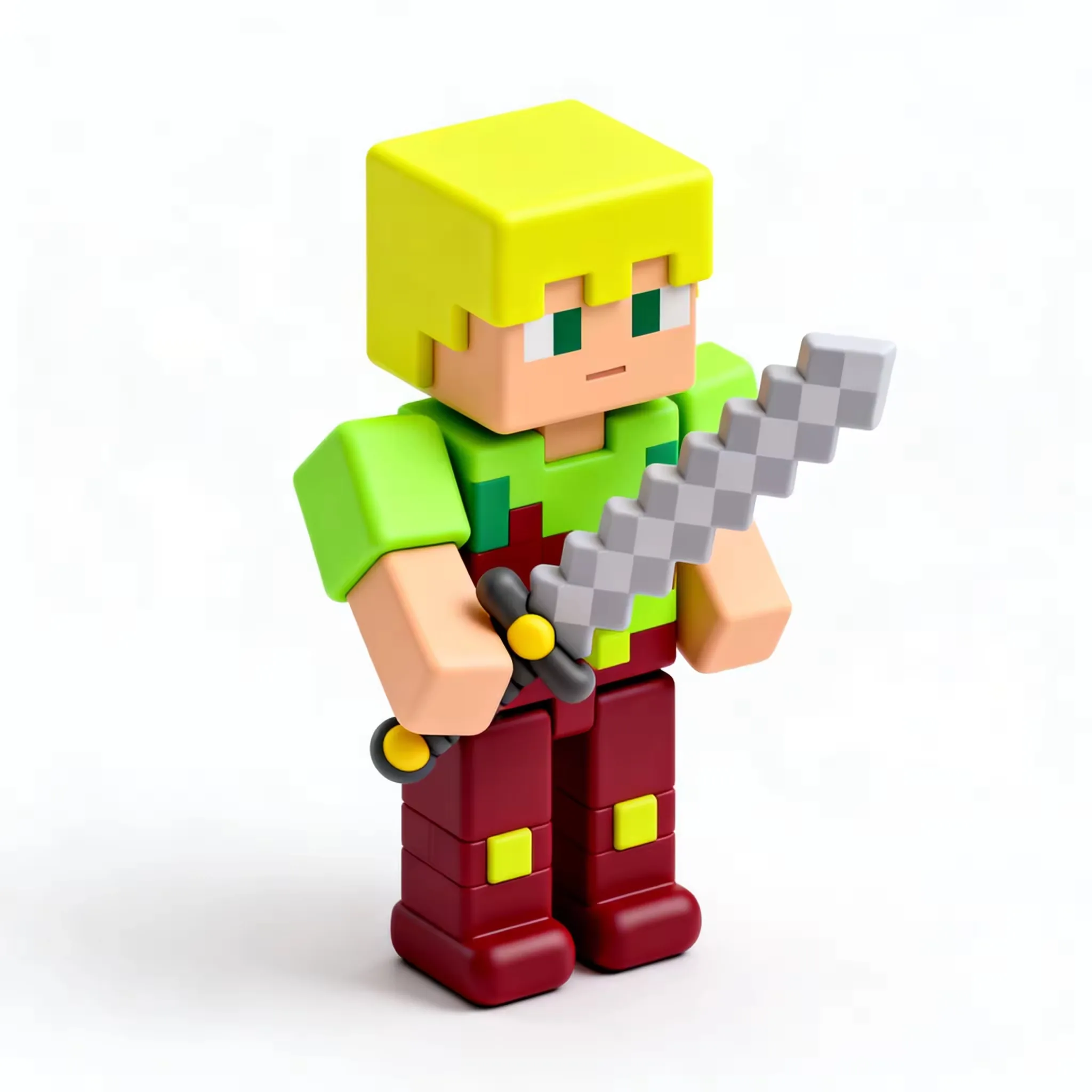 Custom pixel warrior PVC figurine showing how one character route can extend into coordinated merchandise series