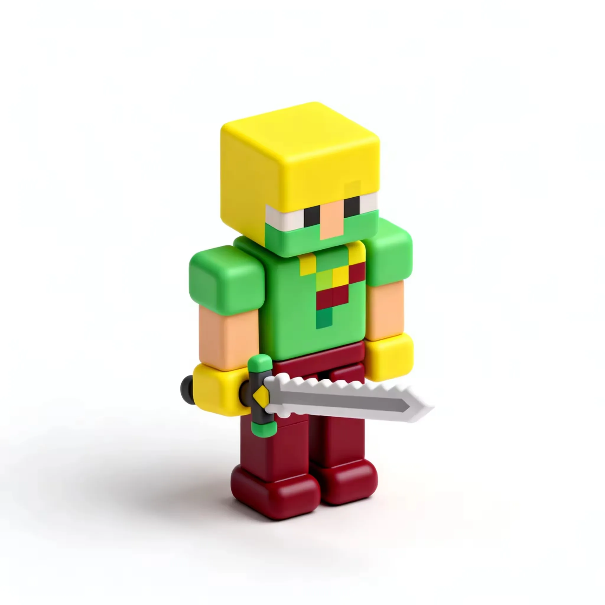 Pixel block warrior PVC figurine used for packaging review and character-series approval planning