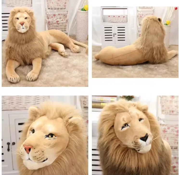 Display view of OEM ODM plush lion stuffed animal prepared for wholesale sampling and buyer review