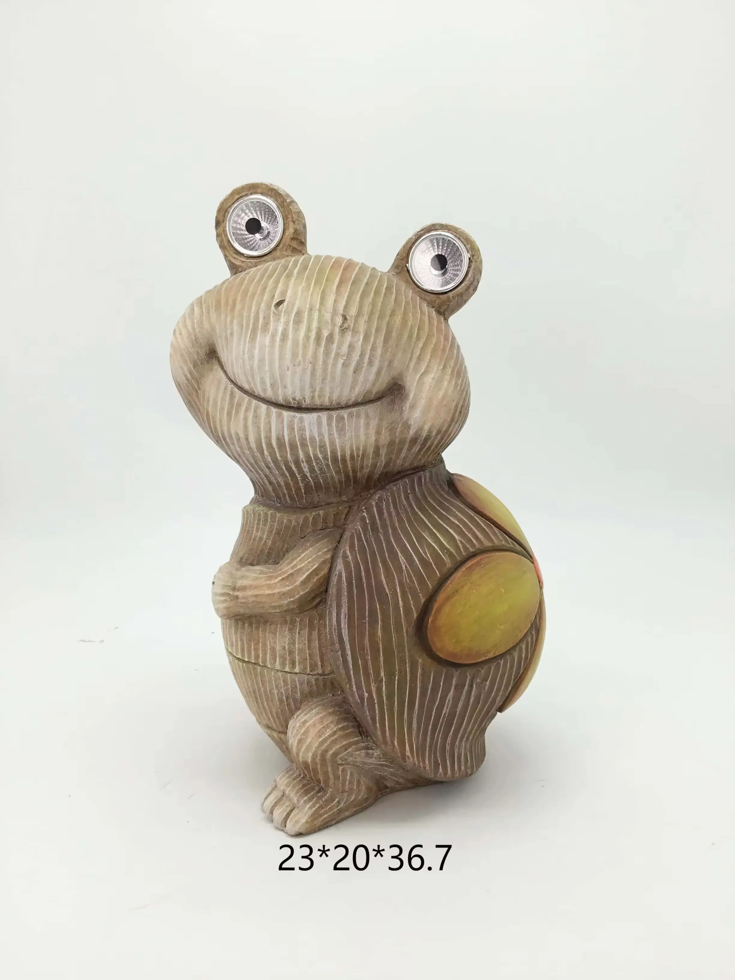 Hand-painted resin frog figurine arranged as a spring garden decor piece for tabletop and seasonal retail display