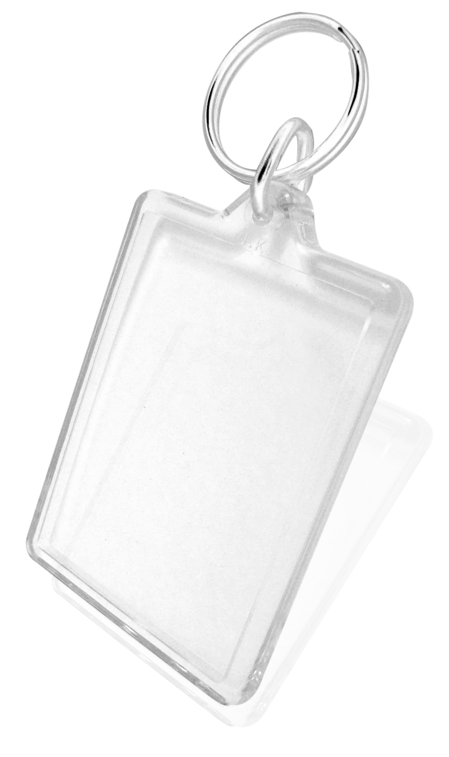 Clear acrylic keyring attachment used as a small accessory hardware example