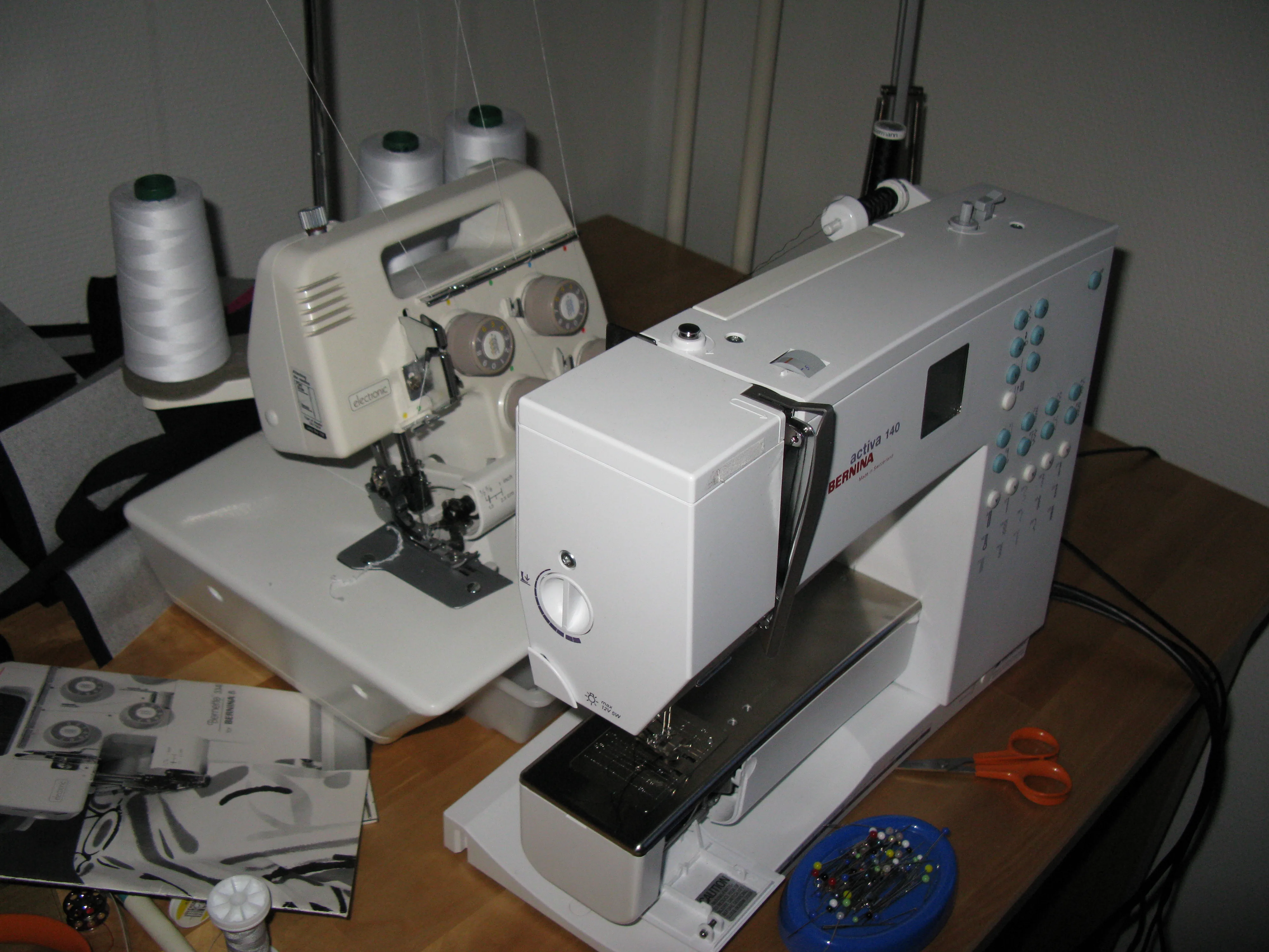Two sewing machines used for different stages of plush construction