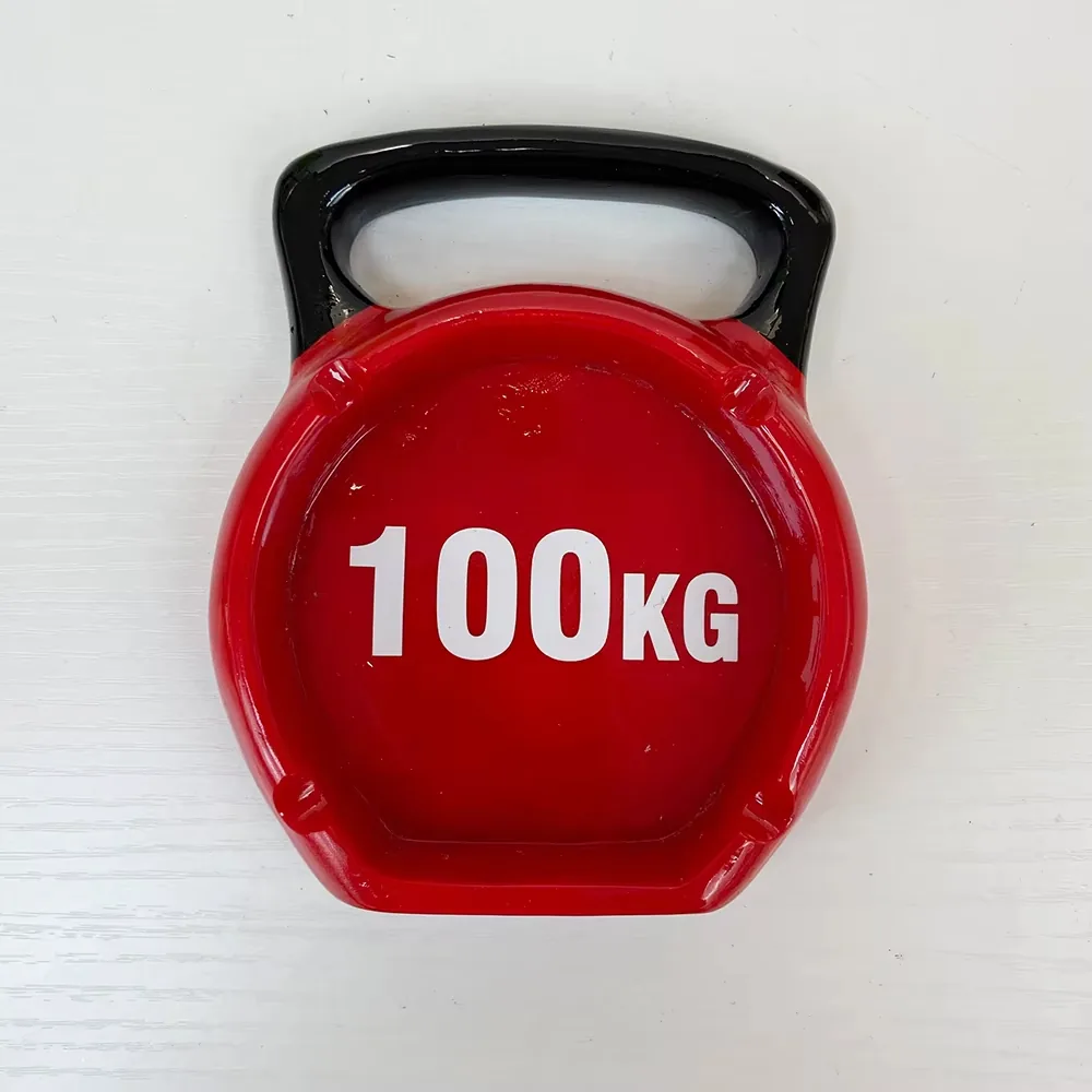 Best-selling resin ashtray with sports barbell design shown as a compact desktop decor piece