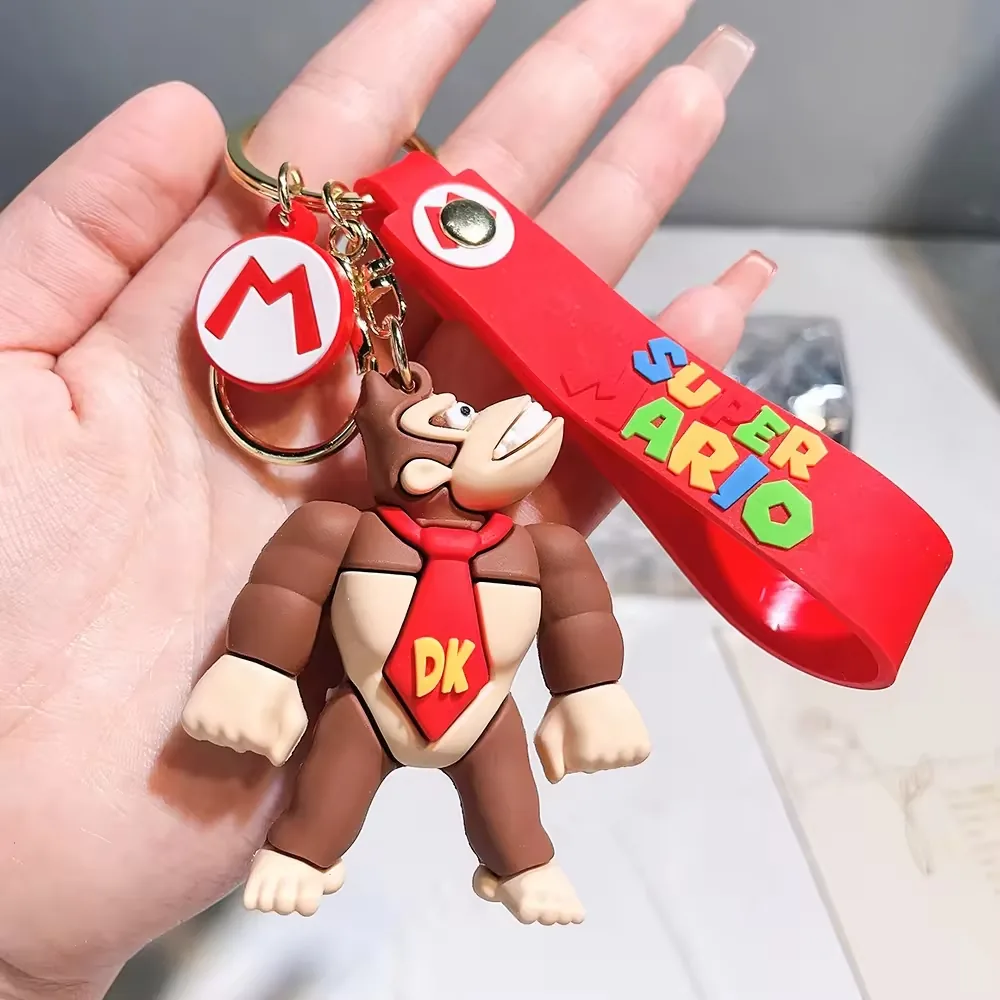 Mushroom character PVC keychain with bold cap styling and metal split ring