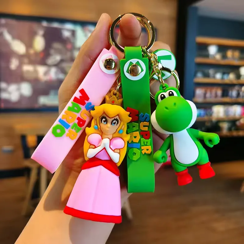 Super Mario Bros PVC keychain assortment displayed together for multi-SKU comparison and merch planning